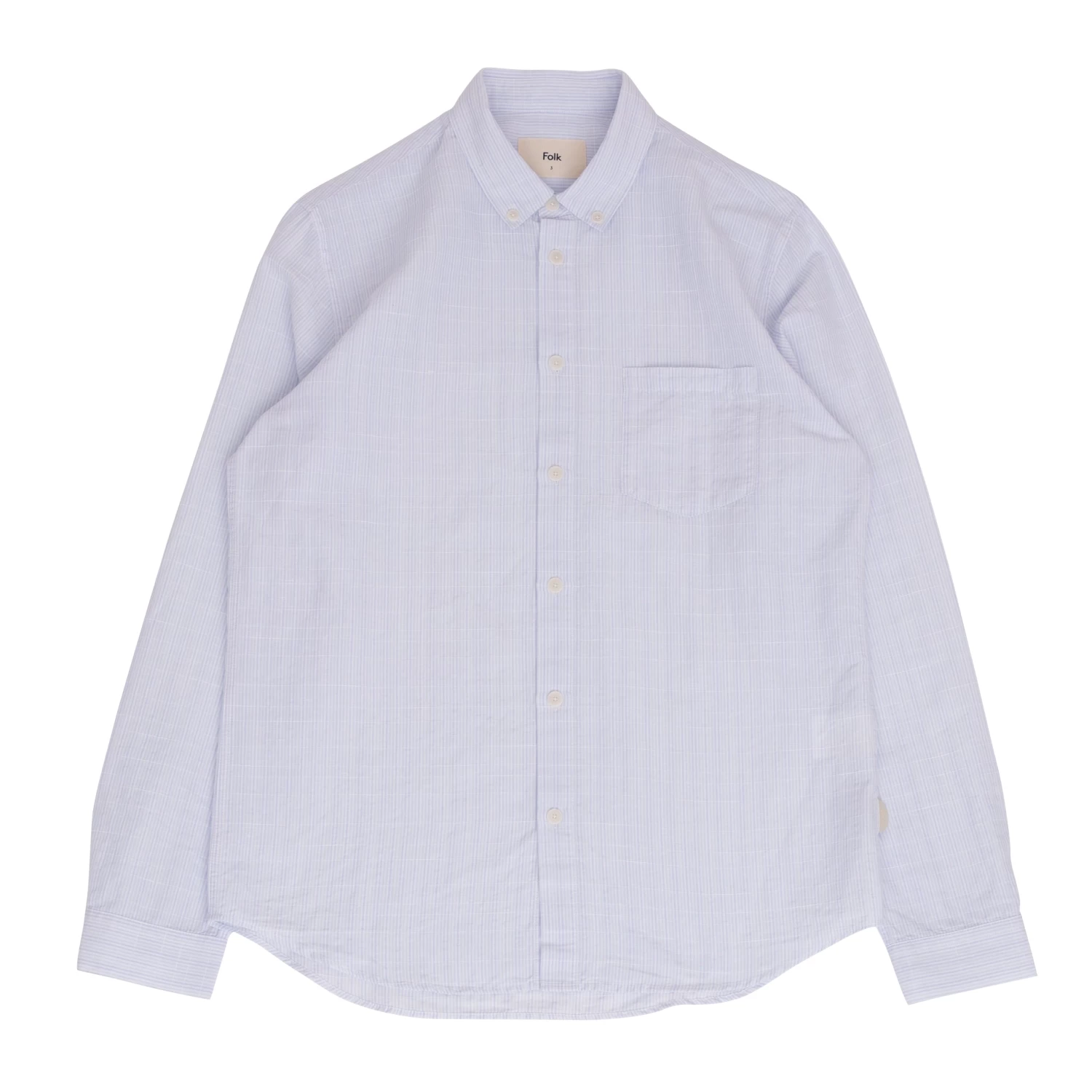 Relaxed Fit Shirt - Blue Microstripe Slub 3 Relaxed Fit Shirt - Blue Microstripe Slub