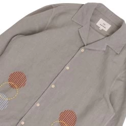 LS Soft Collar Shirt - Olive Sun Embroidery DP 15 LS Soft Collar Shirt - Olive Sun Embroidery DP -Folk Store AW24pre 112
