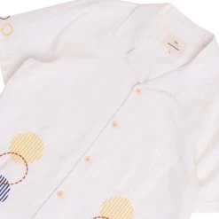SS Soft Collar Shirt - Ecru Sun Embroidery DP -Folk Store AW24pre 115