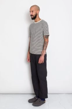 1x1 Stripe Tee - Charcoal Ecru -Folk Store AW24preMarcelostyledshots 026