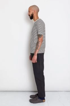 1x1 Stripe Tee - Charcoal Ecru -Folk Store AW24preMarcelostyledshots 027