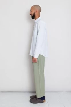 Relaxed Fit Shirt - Blue Microstripe Slub 14 Relaxed Fit Shirt - Blue Microstripe Slub -Folk Store AW24preMarcelostyledshots 077