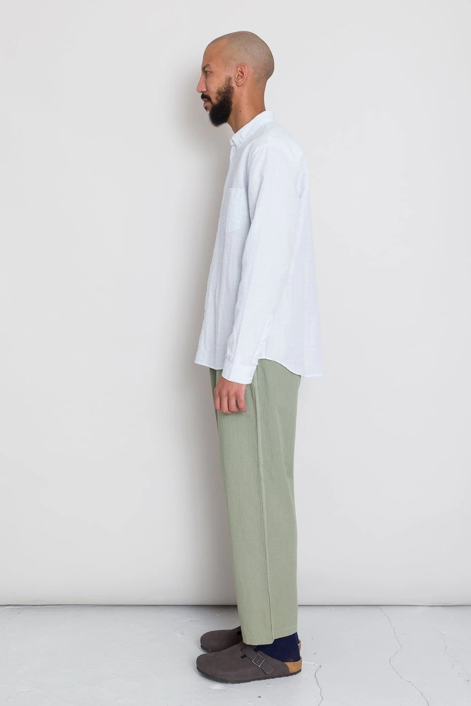 Relaxed Fit Shirt - Blue Microstripe Slub 6 Relaxed Fit Shirt - Blue Microstripe Slub - Image 4