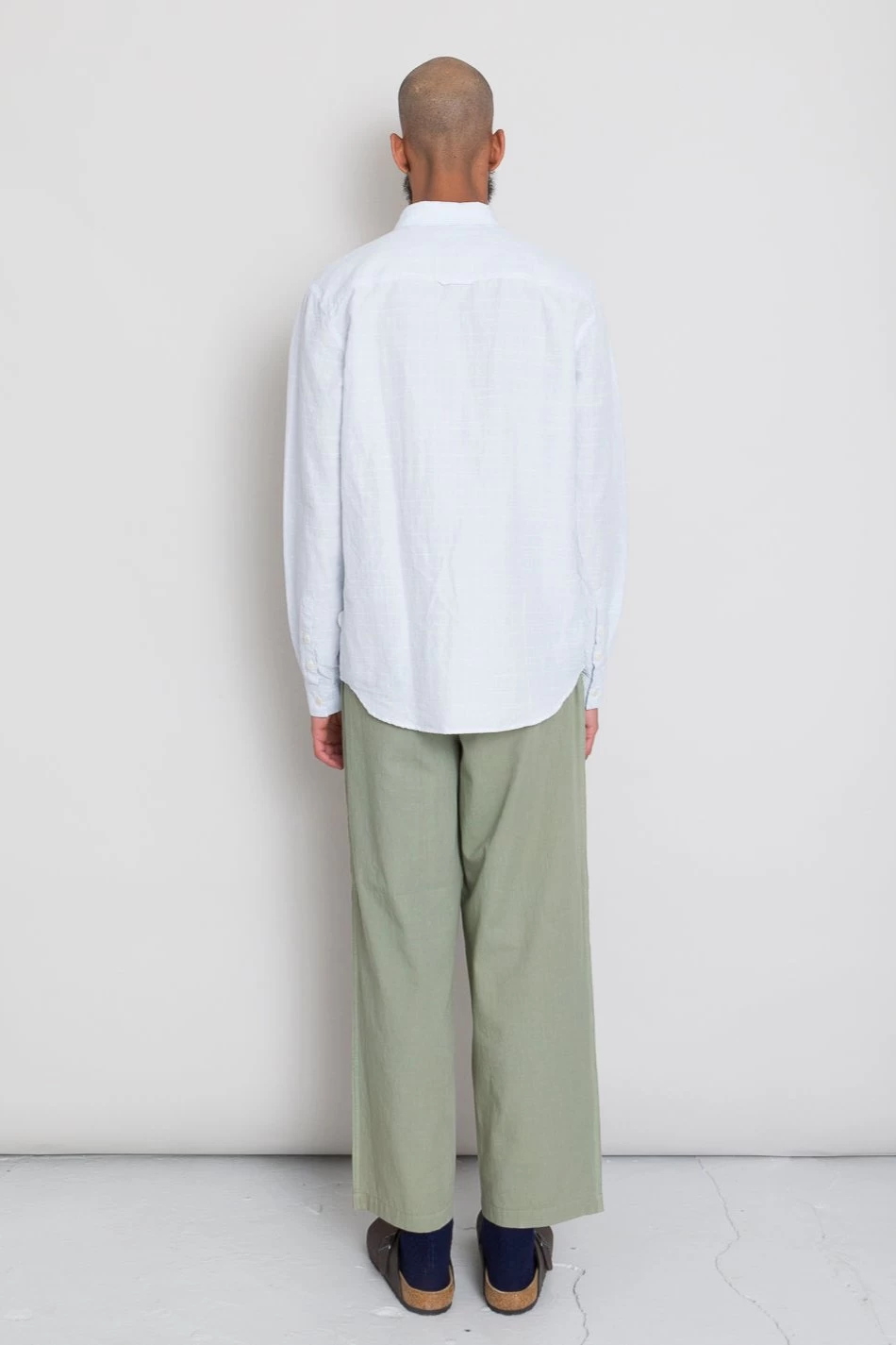 Relaxed Fit Shirt - Blue Microstripe Slub 8 Relaxed Fit Shirt - Blue Microstripe Slub - Image 6