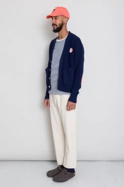 1x1 Stripe Tee - Cobalt Ecru -Folk Store AW24preMarcelostyledshots 145