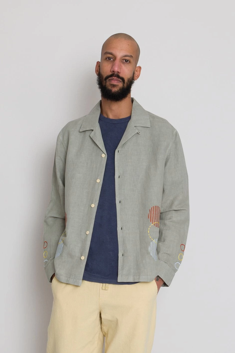 LS Soft Collar Shirt - Olive Sun Embroidery DP 9 LS Soft Collar Shirt - Olive Sun Embroidery DP - Image 7