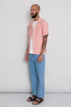 SS Soft Collar Shirt - Coral Texture -Folk Store AW24preMarcelostyledshots 479