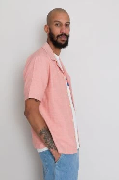 SS Soft Collar Shirt - Coral Texture -Folk Store AW24preMarcelostyledshots 490