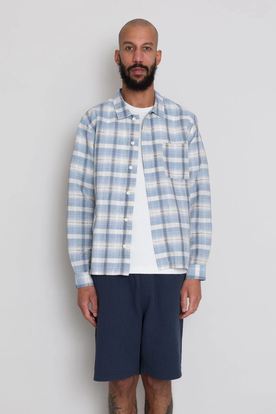 Patch Shirt - Soft Blue Open Check 4 Patch Shirt - Soft Blue Open Check - Image 2