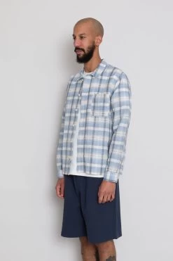 Patch Shirt - Soft Blue Open Check 14 Patch Shirt - Soft Blue Open Check -Folk Store AW24preMarcelostyledshots 574
