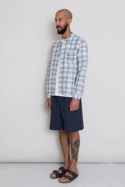 Patch Shirt - Soft Blue Open Check 17 Patch Shirt - Soft Blue Open Check -Folk Store AW24preMarcelostyledshots 576