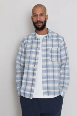 Patch Shirt - Soft Blue Open Check 20 Patch Shirt - Soft Blue Open Check -Folk Store AW24preMarcelostyledshots 584