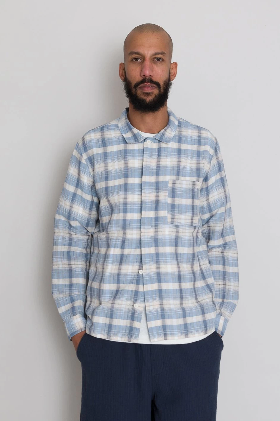 Patch Shirt - Soft Blue Open Check 9 Patch Shirt - Soft Blue Open Check - Image 7