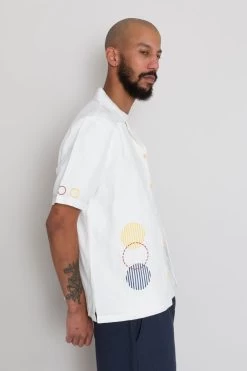 SS Soft Collar Shirt - Ecru Sun Embroidery DP -Folk Store AW24preMarcelostyledshots 601