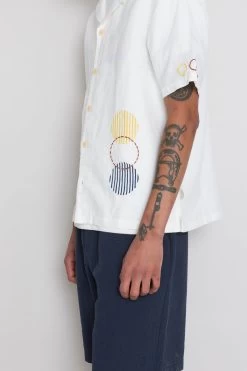SS Soft Collar Shirt - Ecru Sun Embroidery DP -Folk Store AW24preMarcelostyledshots 610