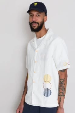 SS Soft Collar Shirt - Ecru Sun Embroidery DP -Folk Store AW24preMarcelostyledshots 612