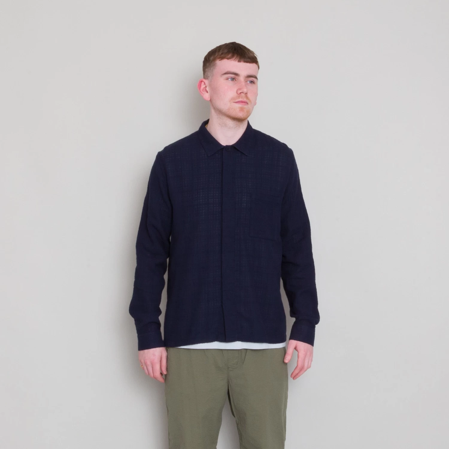 Patch Shirt - Navy Open Weave Check 4 Patch Shirt - Navy Open Weave Check - Image 2