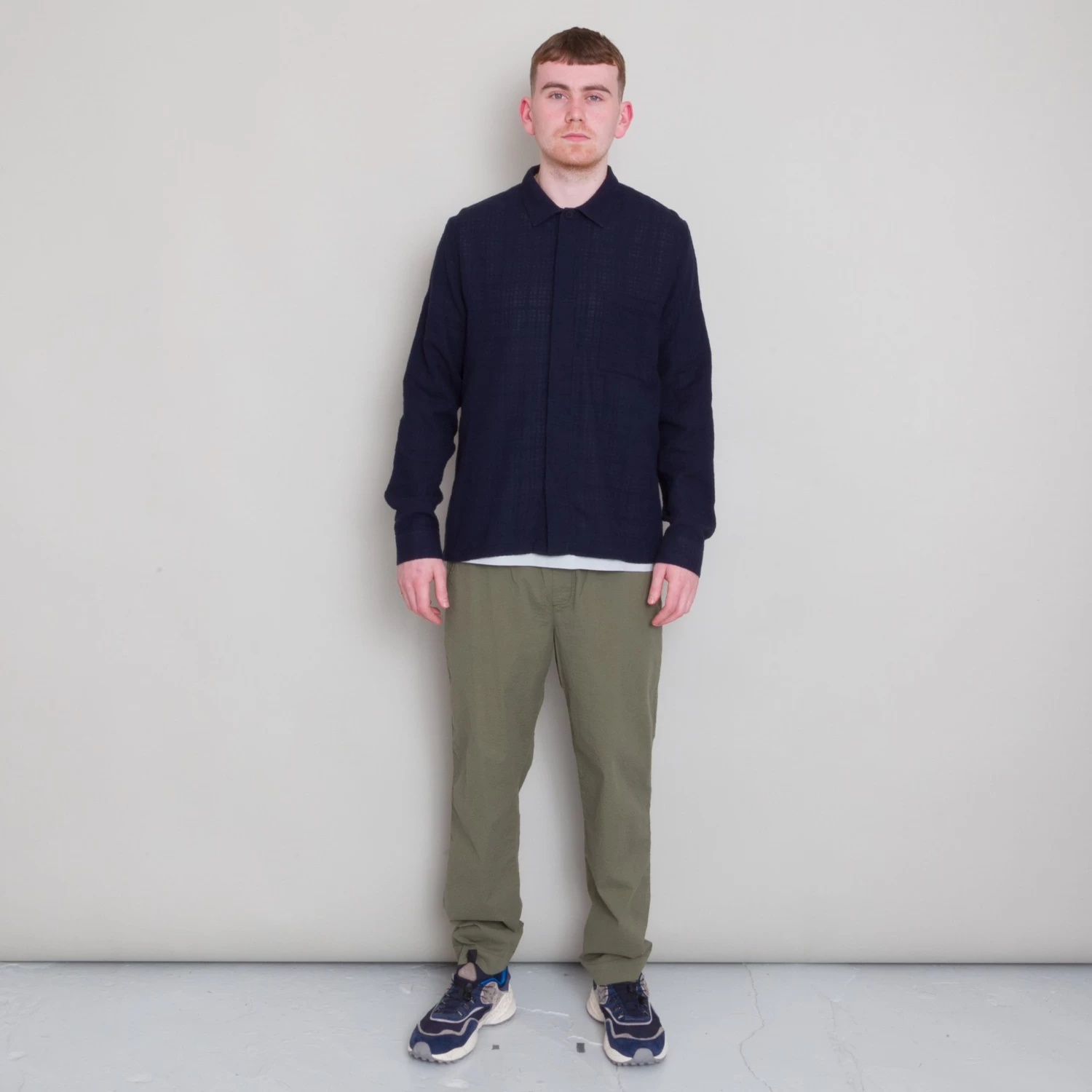 Patch Shirt - Navy Open Weave Check 5 Patch Shirt - Navy Open Weave Check - Image 3