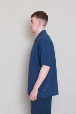 Gabe Shirt - Ash Navy Linen Grid -Folk Store Archivess242 200