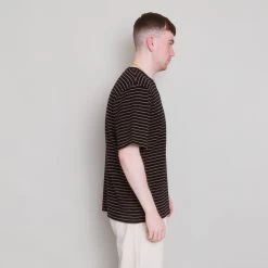 SS Textured Stripe Tee - Black Taupe -Folk Store Archivess242 252