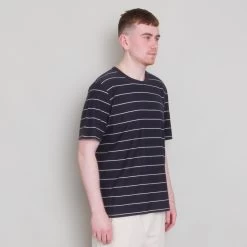 Microstripe Tee - Soft Black/ Off White -Folk Store Archivess242 275