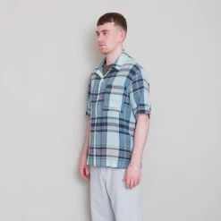 SS Soft Collar Shirt - Ocean Blue Check -Folk Store Archivess242 312