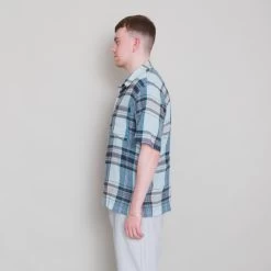 SS Soft Collar Shirt - Ocean Blue Check -Folk Store Archivess242 313