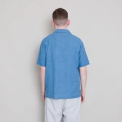 SS Soft Collar Shirt - Light Indigo Waffle -Folk Store Archivess242 321