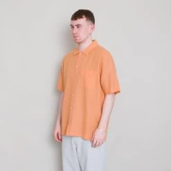 Gabe Shirt - Ochre Linen Grid -Folk Store Archivess242 335