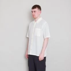 Gabe Shirt - Ecru Linen Grid -Folk Store Archivess242 364