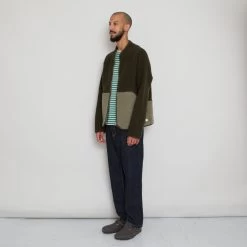 Boxy Puzzle Fleece - Olive Wool Mix -Folk Store MarceloSpeedo 348