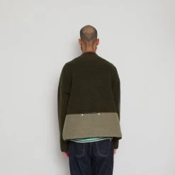 Boxy Puzzle Fleece - Olive Wool Mix -Folk Store MarceloSpeedo 350