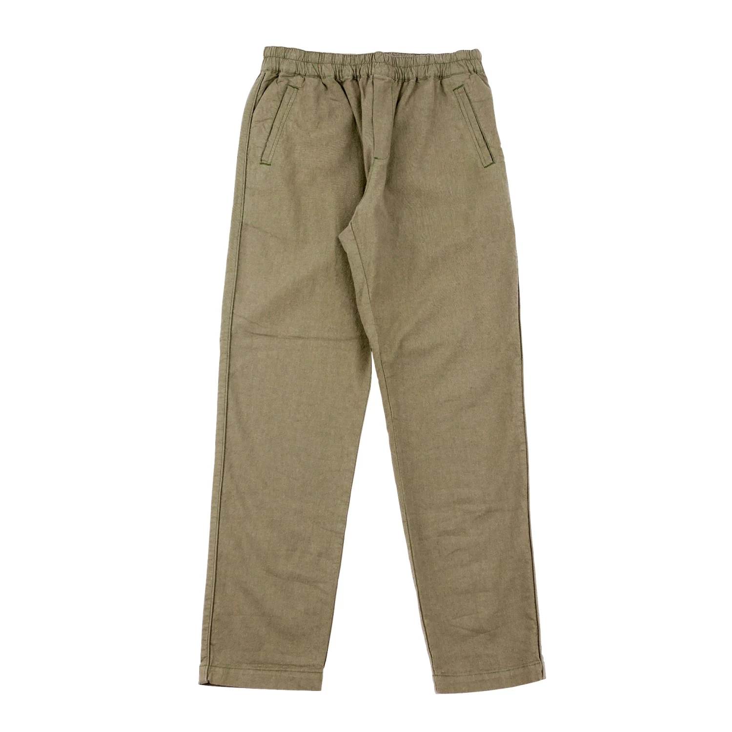 Cotton Linen Trouser Drawcord - Olive 3 Cotton Linen Trouser Drawcord - Olive