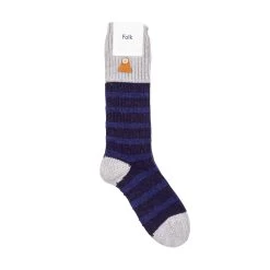 Wool Stripe Sock - Navy