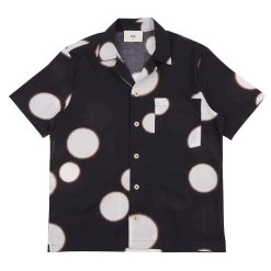 SS Soft Collar Shirt - Black Ecru Dot