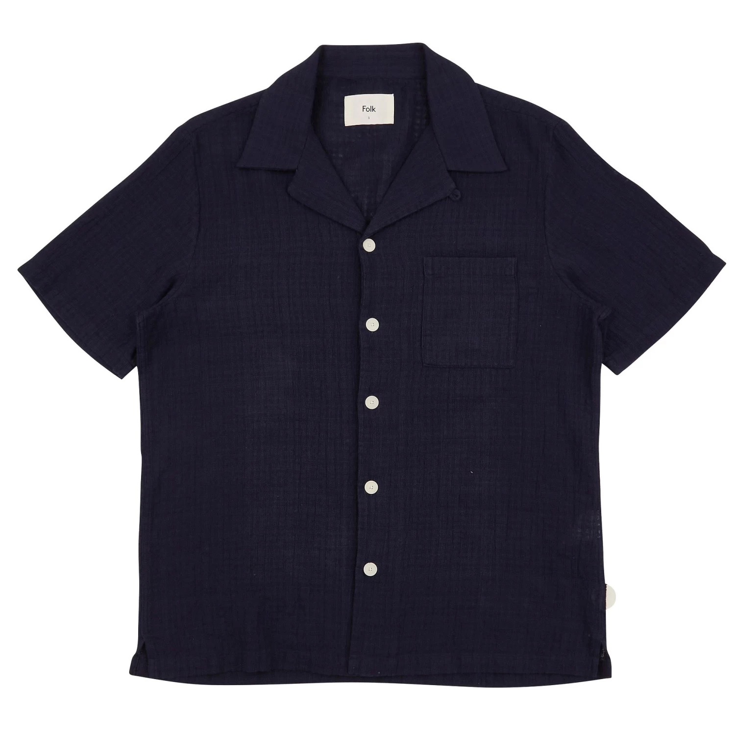 SS Soft Collar Shirt - Navy Open Weave Check 3 SS Soft Collar Shirt - Navy Open Weave Check