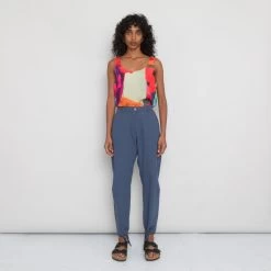 Barrel Trousers Women's - Dusty Blue Canvas