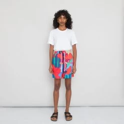 Wide Signal Shorts Women's - Red Tulip Print