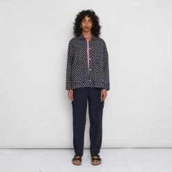 Pleated Shirt Women's - Dot And Stripe Dark Navy Voile