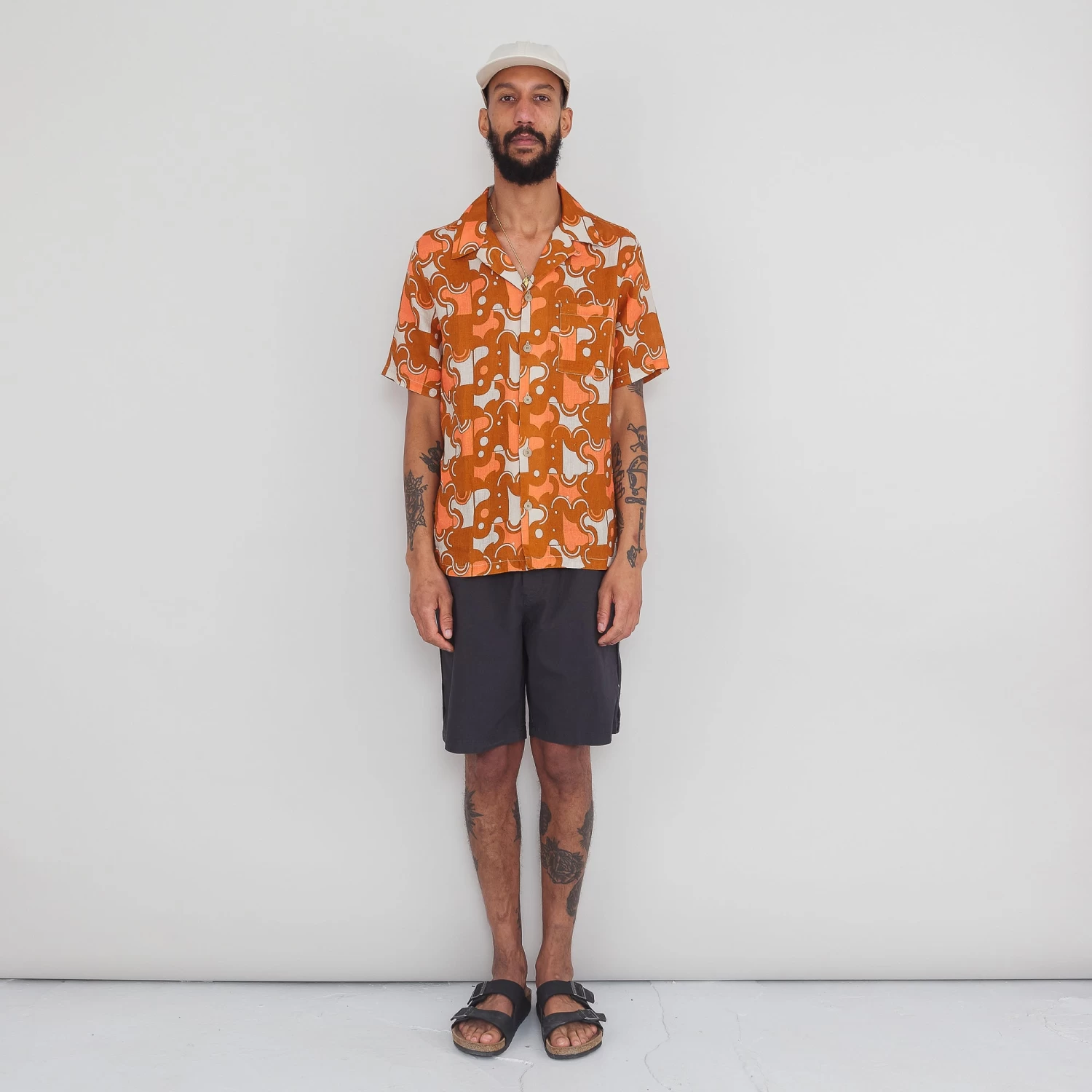 SS Soft Collar Shirt - Coil Print Ochre 4 SS Soft Collar Shirt - Coil Print Ochre - Image 2