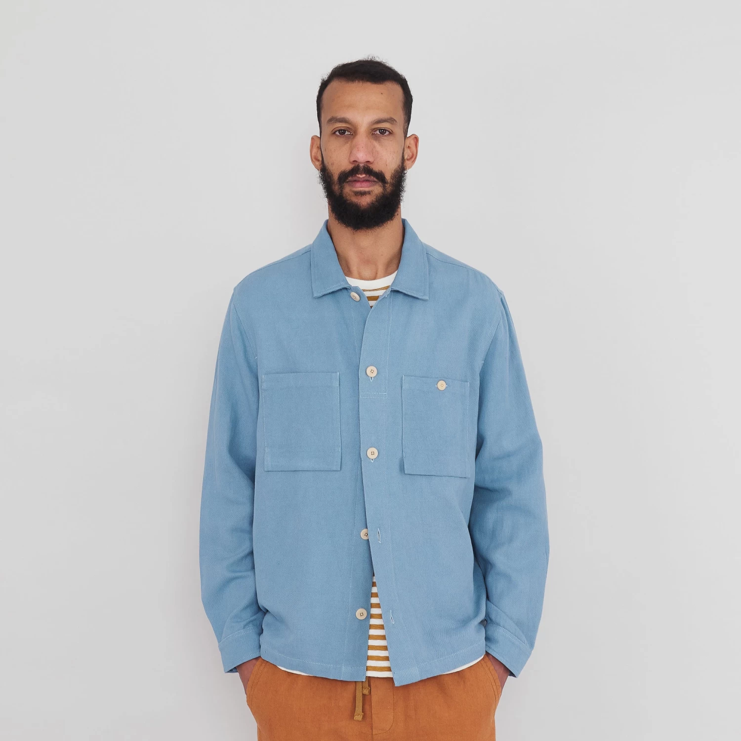 Patch Overshirt - Washed Blue Hemp Canvas 4 Patch Overshirt - Washed Blue Hemp Canvas - Image 2