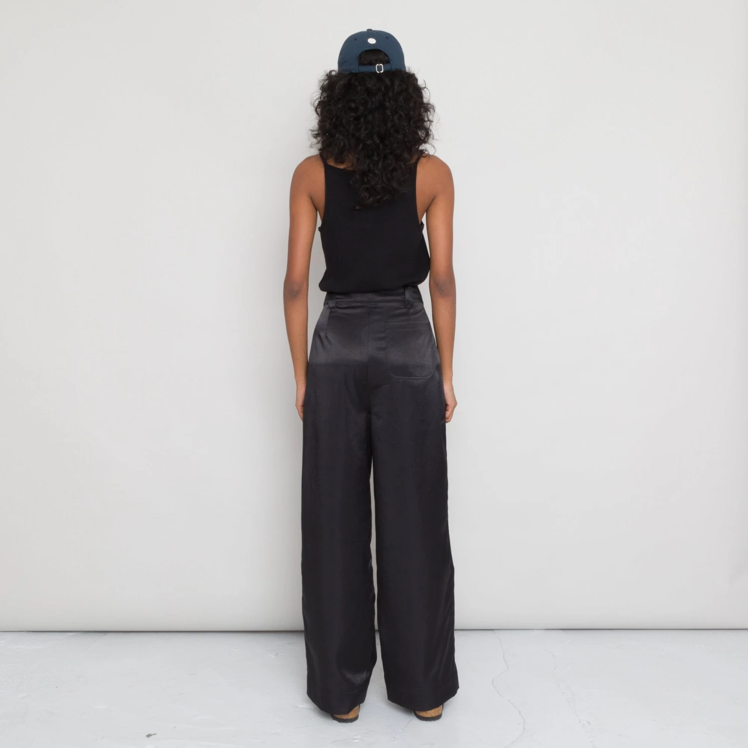 Pleated Pants Women's - Black Satin 5 Pleated Pants Women's - Black Satin - Image 3