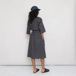 Gathered Dress Women's - Dot And Stripe Dark Navy Voile -Folk Store PRODUCT SLOT 3 921683 6C9EBFC92CBC166DC5549507C9F777E6FB27BB4AEEC7C8F13A98333703A8E4292CB3DA20DFDD7D11082A43403D4EFCE3607A14E27A2E53396F2093A97EA3D545