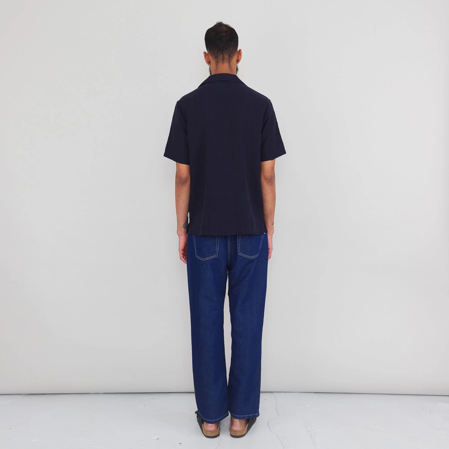 SS Soft Collar Shirt - Navy Open Weave Check 5 SS Soft Collar Shirt - Navy Open Weave Check - Image 3