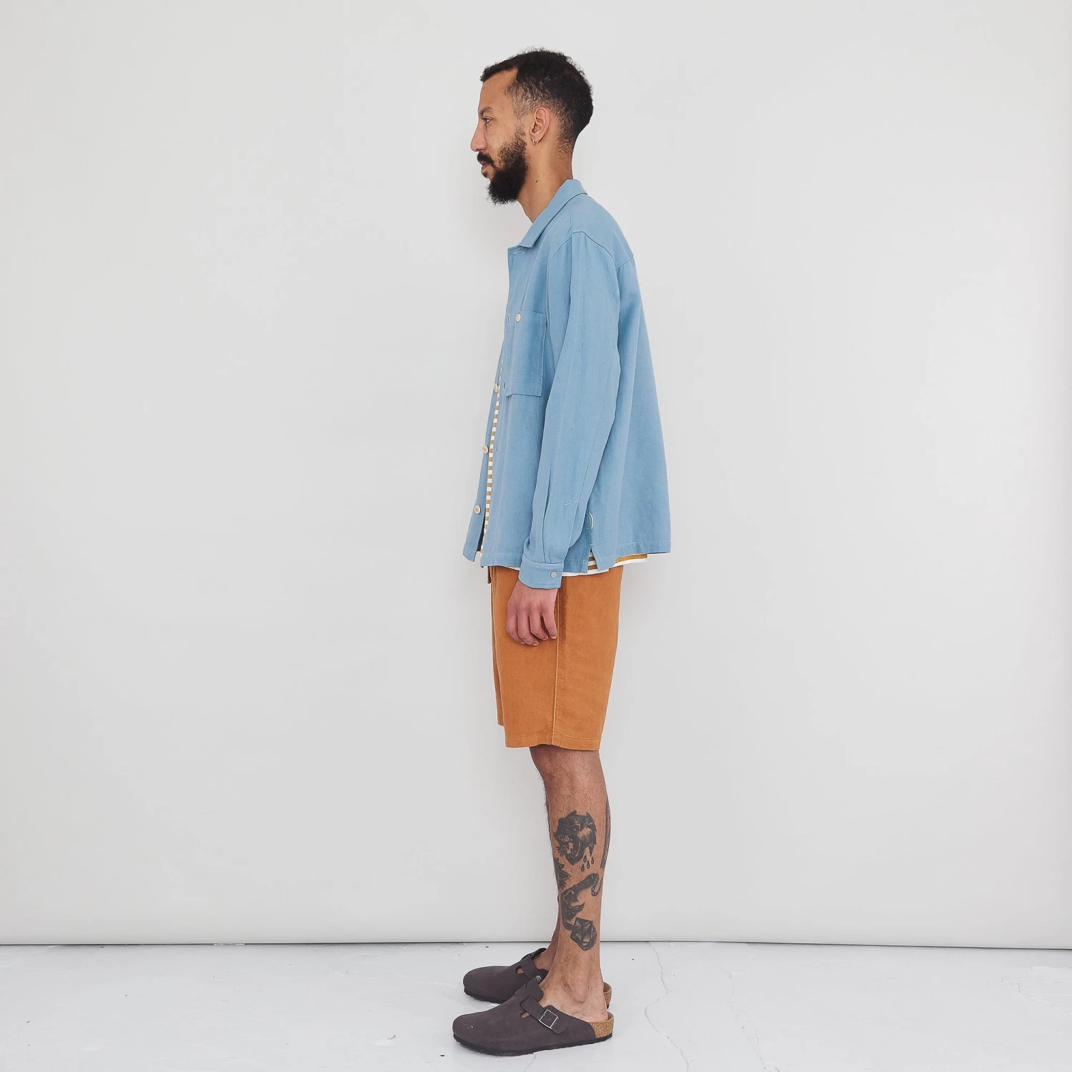 Patch Overshirt - Washed Blue Hemp Canvas 5 Patch Overshirt - Washed Blue Hemp Canvas - Image 3