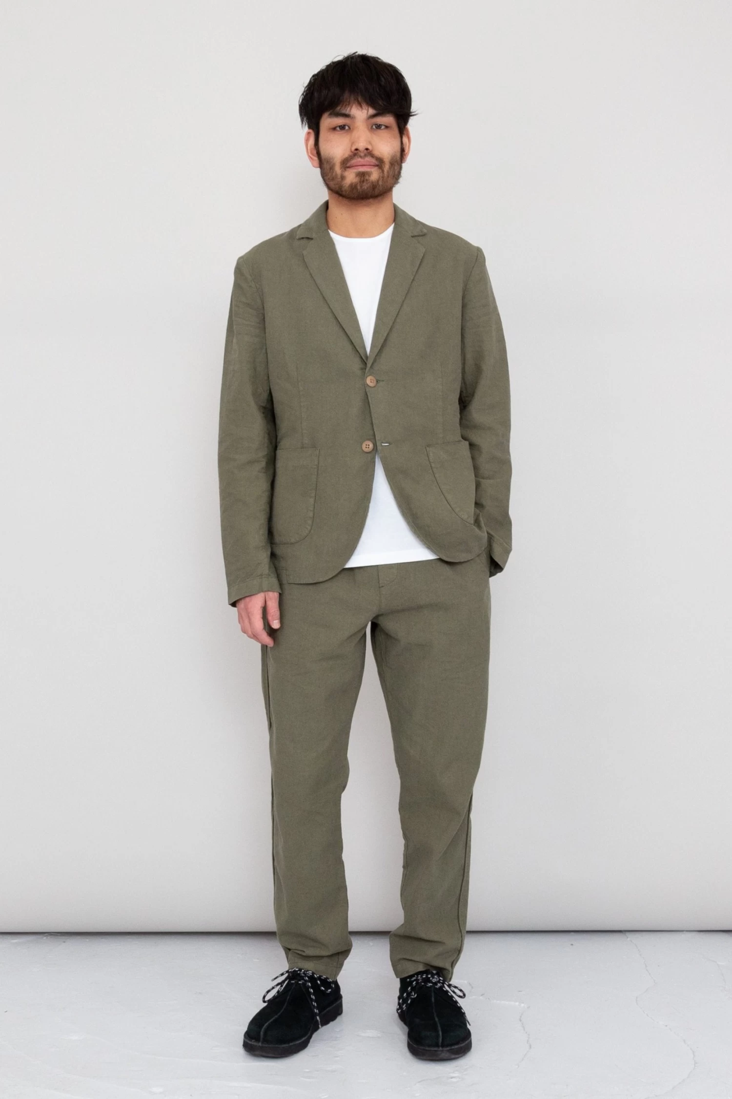 Cotton Linen Trouser Drawcord - Olive 4 Cotton Linen Trouser Drawcord - Olive - Image 2