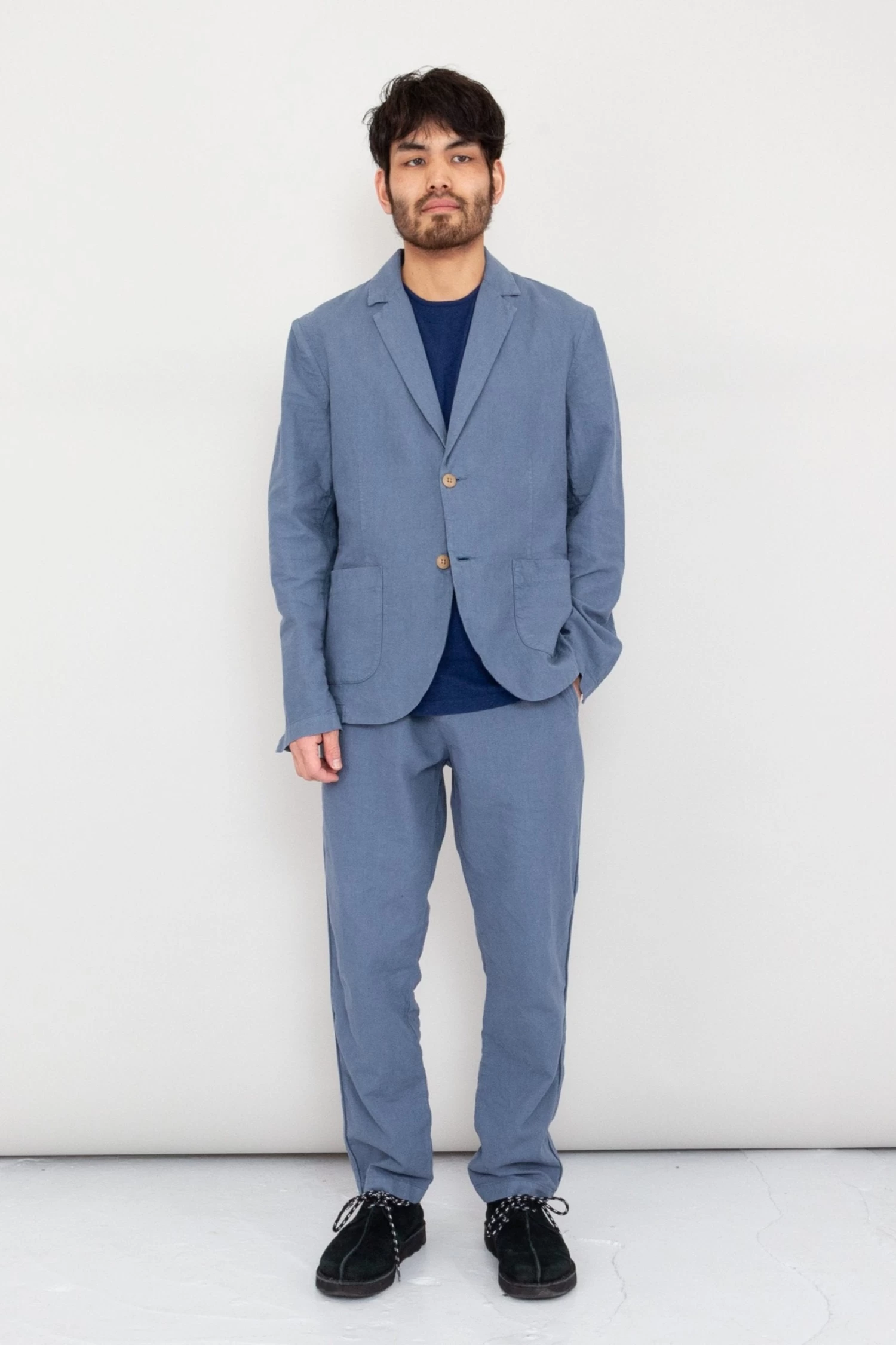 Cotton Linen Blazer - Woad 5 Cotton Linen Blazer - Woad - Image 3