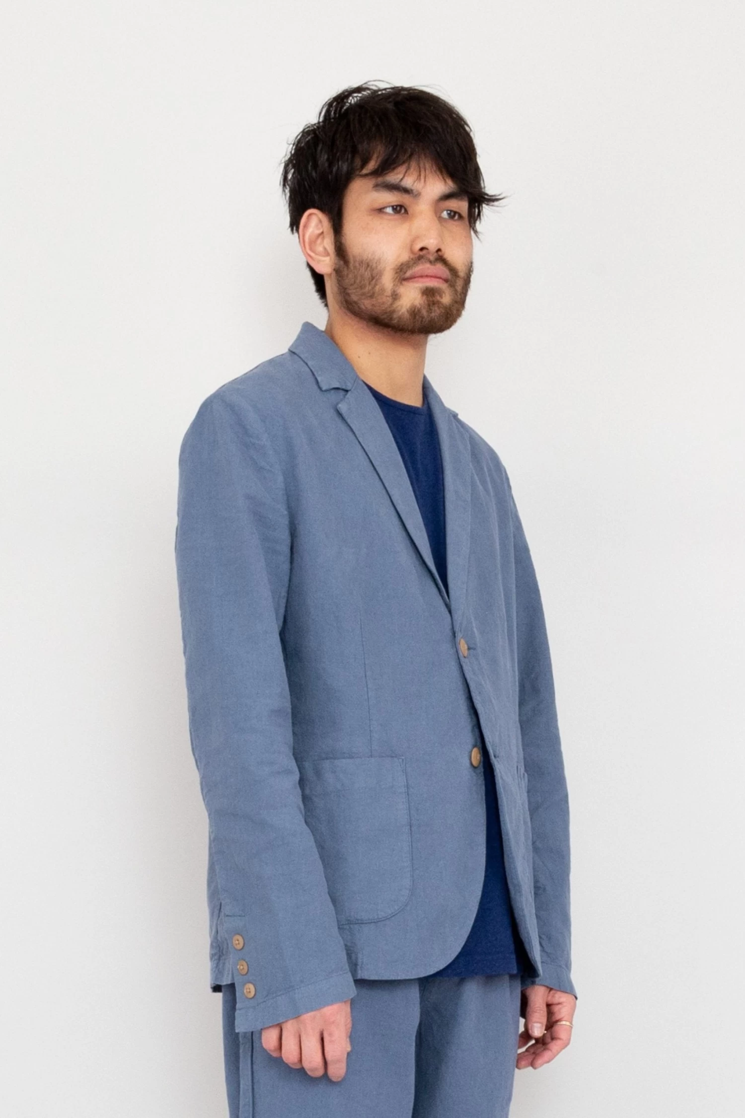 Cotton Linen Blazer - Woad 4 Cotton Linen Blazer - Woad - Image 2