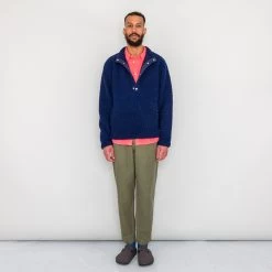 Boxy Funnel Fleece - Navy Wool -Folk Store SS24preMarcelo 595