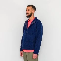 Boxy Funnel Fleece - Navy Wool -Folk Store SS24preMarcelo 596